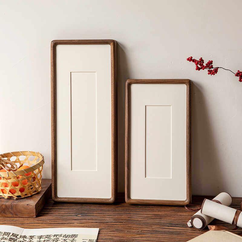 New Chinese-Style Calligraphy Frame, Black Walnut Blank Long Strip Mounting Frame, Traditional Chinese Painting Brush Calligraphy Frame, A4 Footprint Empty Frame for Wall Hanging New Chinese-Style Calligraphy Frame, Black Walnut Blank Long Strip Mounting Frame, Traditional Chinese Painting Brush Calligraphy Frame, A4 Footprint Empty Frame for Wall Hanging