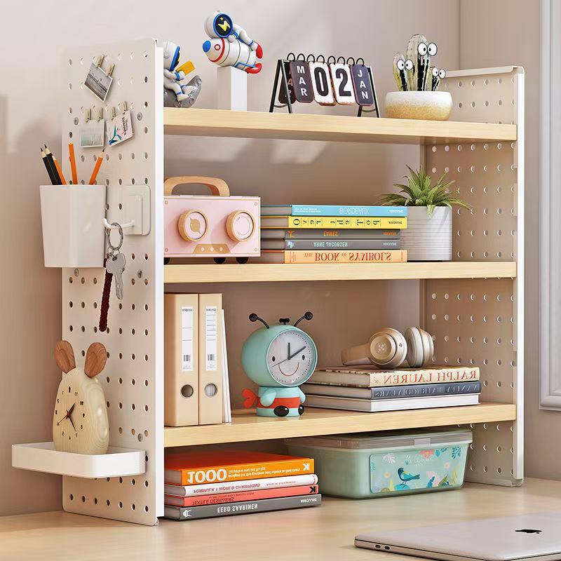 Hole board desktop storage rack dormitory desk bookshelf home study desk office desk multi-layer storage display rack