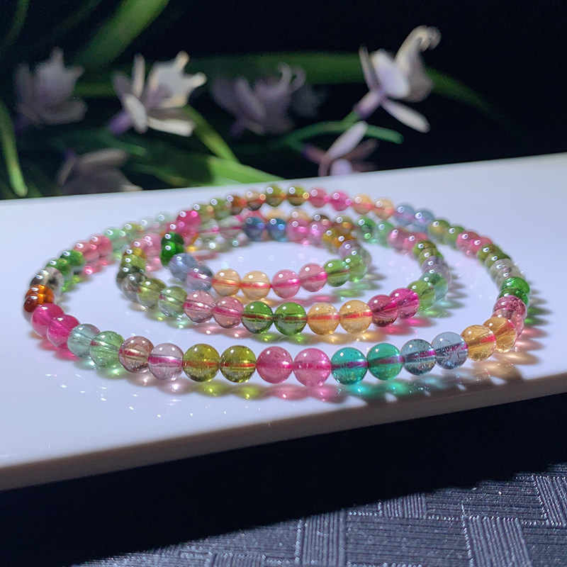 Brand new beads 5 2mm 25 22g Brazilian tourmaline three circles hand chisel female candy color bracelet 26099