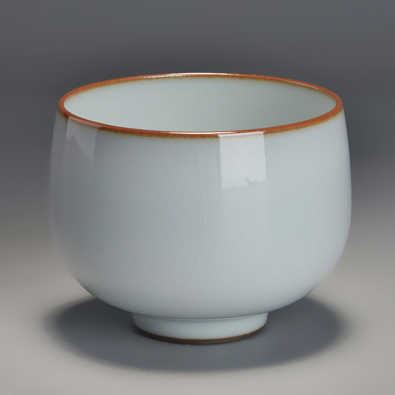 Grid object official kiln moon white glaze round melting cup tea cup master cup handmade single cup Jingdezhen porcelain kung fu tea set