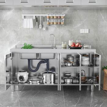 304 stainless steel kitchen integrated cabinet simple stove integrated rural cabinet household small apartment storage storage bowl