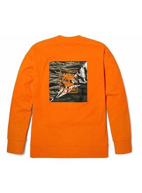 Timberland 虎纹迷彩图案运动圆领套头卫衣 男款 橙色