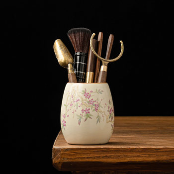 Ceramic beige ru kiln tea ceremony six gentlemen kung fu tea sets accessories tea brewing tools tea knife tea clip tea brush spoon