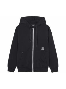 MLB SS24 纽约洋基队 大徽标拉链连帽开衫卫衣 男女同款 黑色