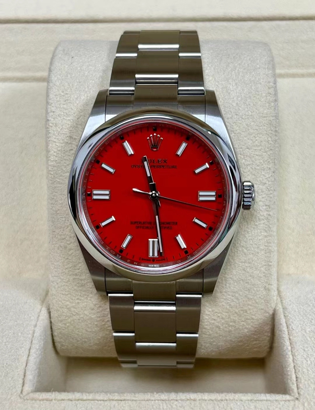 99% New 36mm Rolex Oyster Perpetual Series M126000-0007 Women's Watch Genuine Dragon Fruit Color