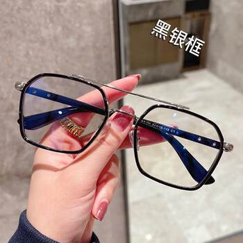High-end mirrors for men, fashionable, blue light-proof, radiation-proof, myopia glasses, handsome large-frame red flat mirrors for women, chen weiting