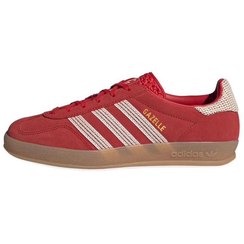 adidas originals GAZELLE INDOOR 舒适薄底 低帮 板鞋 女款 红色