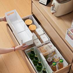 Japanese Drawer-Style Snack Storage Box, Extendable Kitchen Household Right-Angle Seasoning Storage Box, Plastic Miscellaneous Organizer