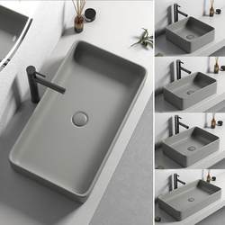 Northern Europe's minimalist gray line on the tabletop washbasin Household toilet ceramic square washbasin Washing pond single basin
