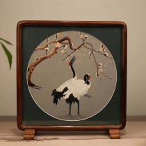 Suzhou embroidery pure handmade double-sided embroidery simple table Plum Blossom Crane new Chinese style ornaments handicraft collection gift