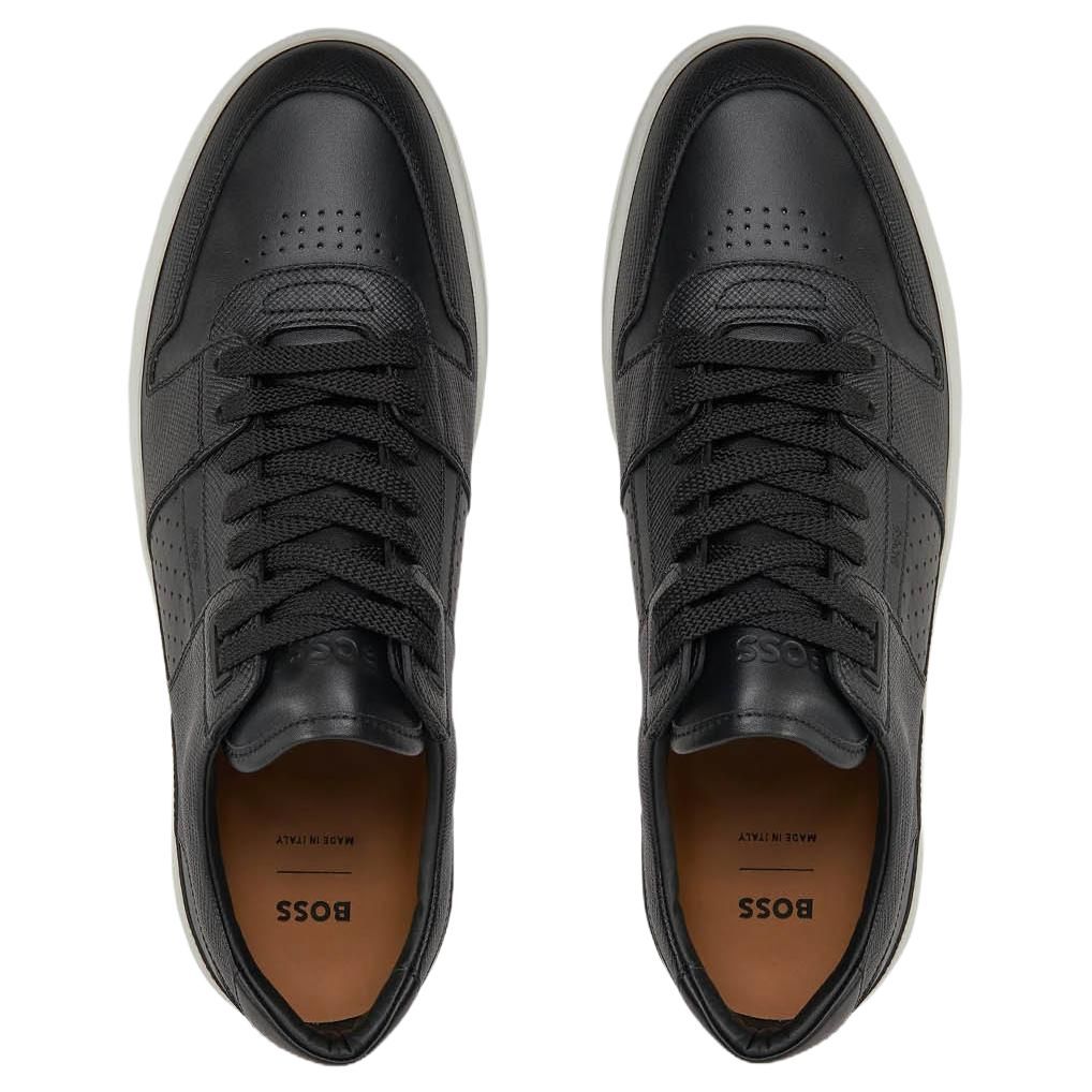 HUGO BOSS 圆头系带舒适 低帮 板鞋 男款 黑色 - 图3