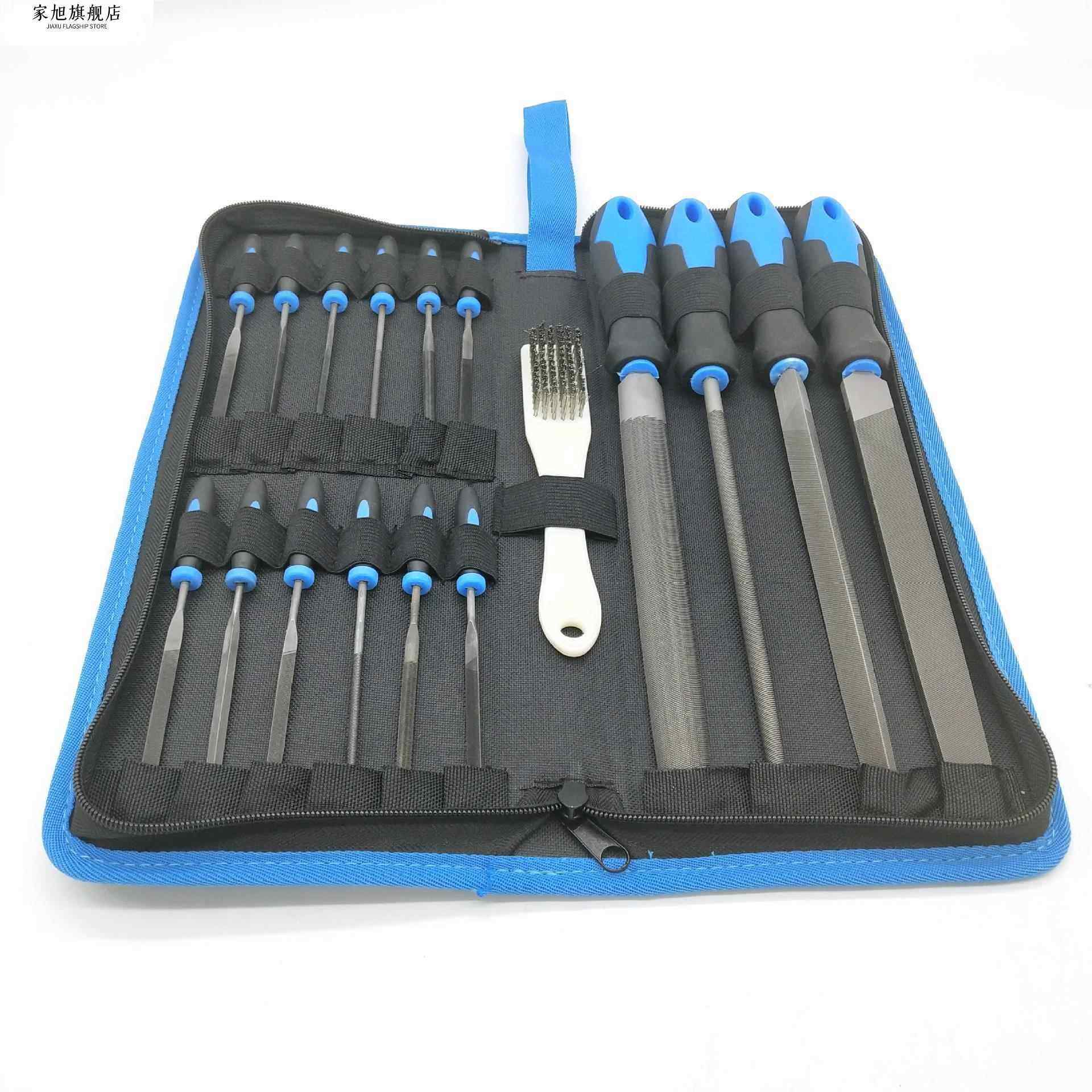 16-Piece, 17-Piece, 19-Piece Set of File Tools Kit Storage, Metal Steel Files, Chisels, Iron Grinding Tools