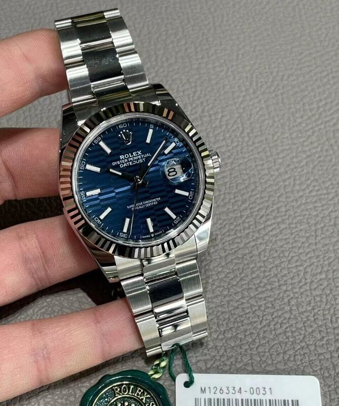 Box and Papers, 99% New, 41mm Rolex Datejust Wave Pattern M126334-0031 Automatic Mechanical Men's Watch, Genuine Box and Papers, 99% New, 41mm Rolex Datejust Wave Pattern M126334-0031 Automatic Mechanical Men's Watch, Genuine