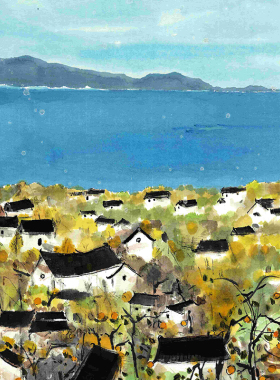 杨纪文-海边人家 限量版画 简约客厅书房新中式田园装饰画带装裱