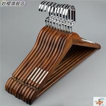 Clothes store special non-slip seamless oak clothes support trouser clip walnut color solid wood anti-fall high-end wooden trouser rack