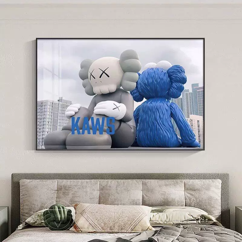 [kaws挂画 画暴力熊潮牌卧室床头现代简约装饰画 画高级感主卧房间]