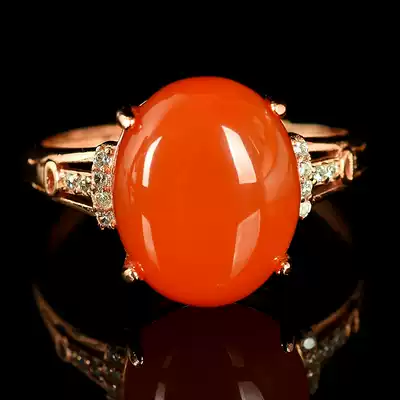 2 70g ring exquisite southern red agate S925 inlay ring adjustable