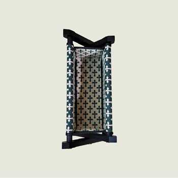 Solid wood jacquard cloth storage basket office desk ornament retro internet celebrity ins style magazine snack handmade storage stand