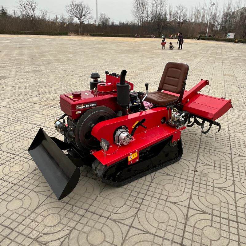Ride-on diesel high-horsepower rotary tiller tracked self-propelled greenhouse garden micro tiller mountain garden tiller