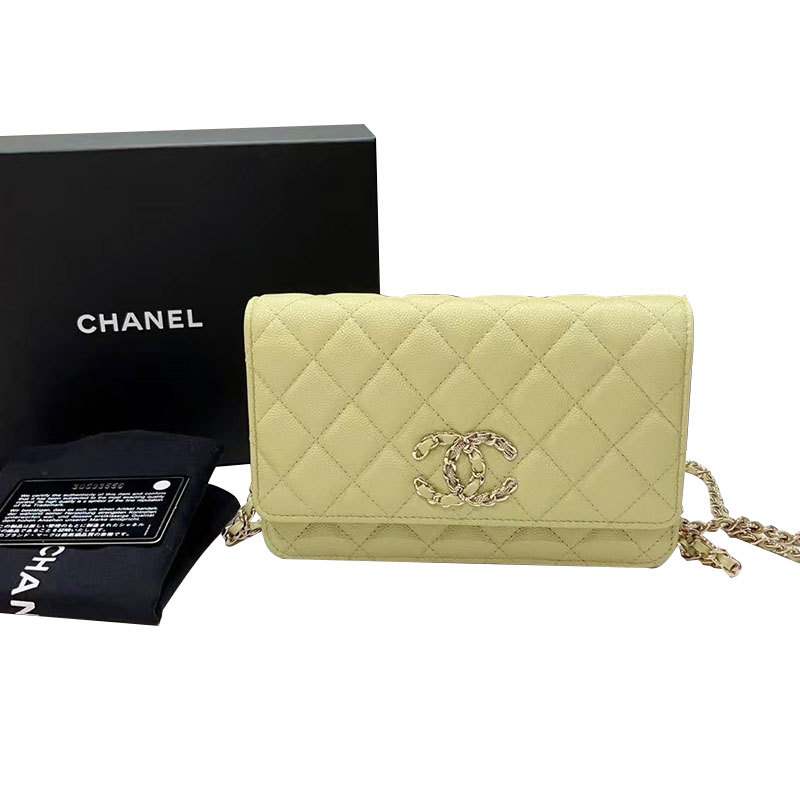 [98% New] Chanel 19Woc Pebbled Leather Chain Bag Crossbody Bag Women's Bag Genuine Bag