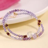 New Chinese style amethyst beaded double circle bracelet niche high-end green hair crystal zircon bracelet original design jewelry