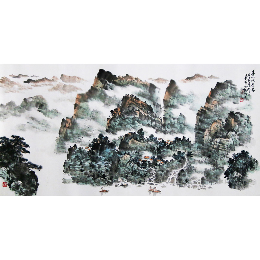 China Academy of Fine Arts Provincial Artists Association Qiao Junsheng Famous Landscape Chinese Painting Authentic Famous Calligraphy Painting Banner Hanging Auction