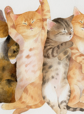 国潮艺术家花生仁【熟睡】限量版画治愈系猫画装饰带装裱