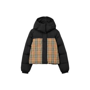 羽絨服女款 黑色 連帽兩面穿長(zhǎng)袖 Burberry博柏利