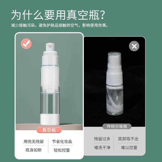 Travel Bottle Set Portable Press-Type Vacuum Spray Bottle Skin Care Cosmetics Lotion Sample Empty Bottle