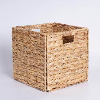Storage box lattice water hyacinth grass weaving storage hand-woven desktop sorting storage box foldable storage basket