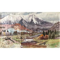 2019年朝鲜风景国画功勋画家金昌洙《浦台山的早春》客厅装饰收藏