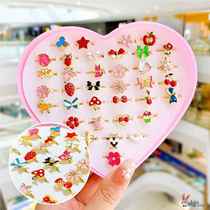 Childrens Ring Princess Cute Little Girl Gemstone Cartoon Jewelry Gift Box Girl Baby Elsa Female Rhinestone Ring