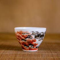 Rare cultural revolution old porcelain tea cup 1970s official kiln porcelain Hongjiang big ball mud hand-painted master cup tea set for home use