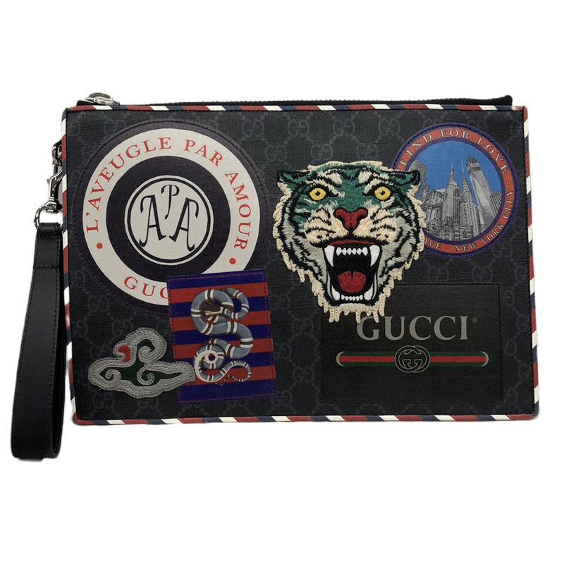 99% New and Unused Gucci Black Ufo Tiger Monogram Clutch Bag, Unisex Bag, Genuine Luxury Item