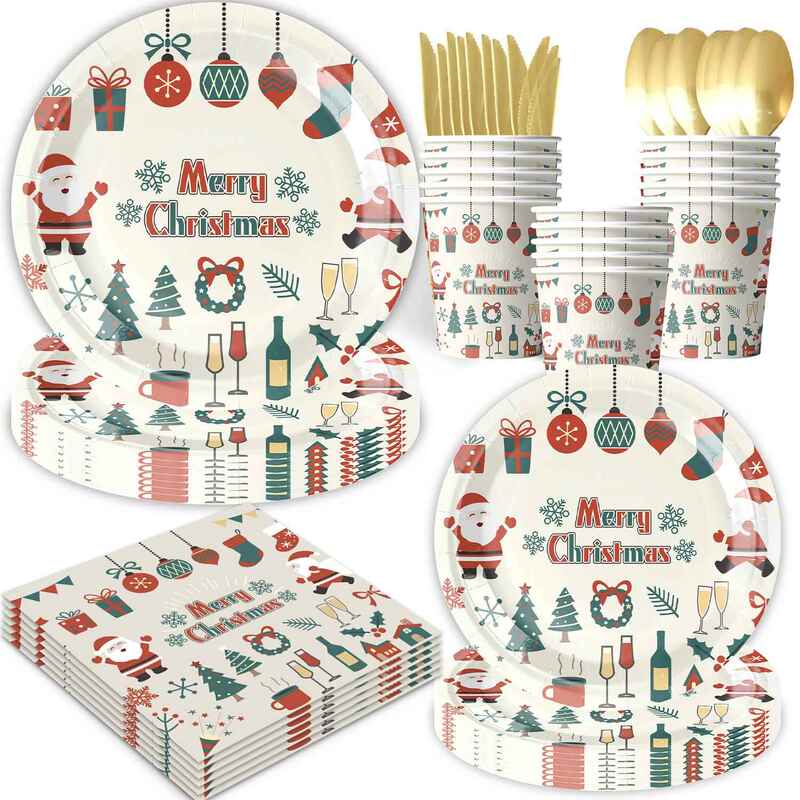 New Christmas Eve Themed Party Supplies Tableware Santa Claus Cake Decoration Paper Plates Paper Cups Paper Set New Christmas Eve Themed Party Supplies Tableware Santa Claus Cake Decoration Paper Plates Paper Cups Paper Set