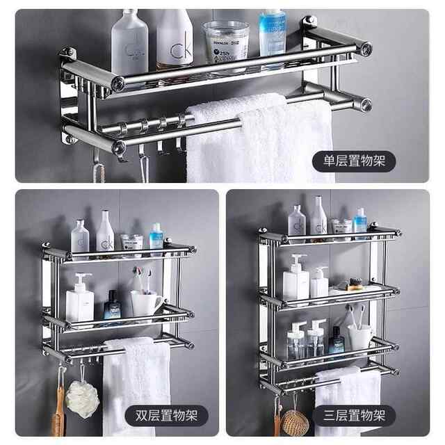 Titanium Alloy Bathroom Shelf Bathroom Storage Wall Space Aluminum European Style Adhesive Stainless Steel Desktop Toilet