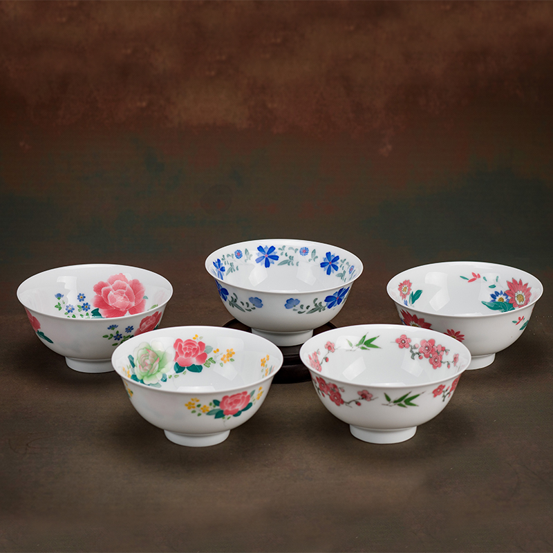 The Baodian Department of the Town Shop Commemorates the 120 Anniversary of the Reproduction of the All Thin Tire Bowl Five Sets Basil Pear Wood Packaging High End