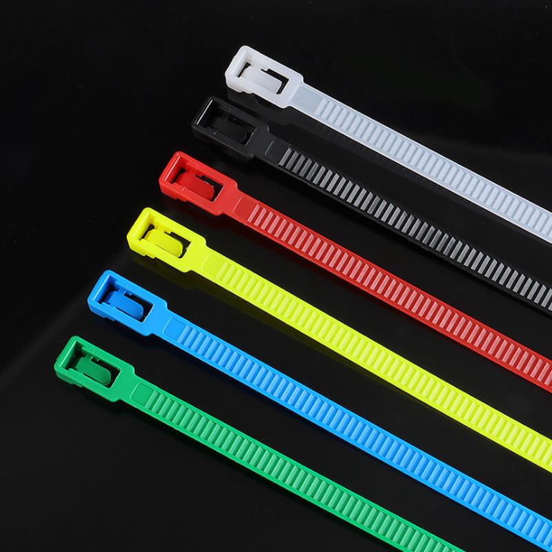 Button-Tie Fastening Rope with Integrated Adjustable Buckle, Releasable Nylon Tie, Colorful Plastic Cable Tie, Reusable