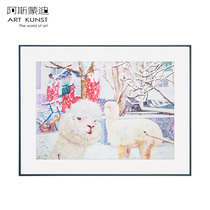 Asmondi Bai Chenyus original watercolor painting Campus Divine Beast Alpaca entrance decoration hanging painting art