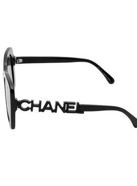 Chanel/香奈儿个性优雅方框椭圆形太阳眼镜男女同款情侣款黑色