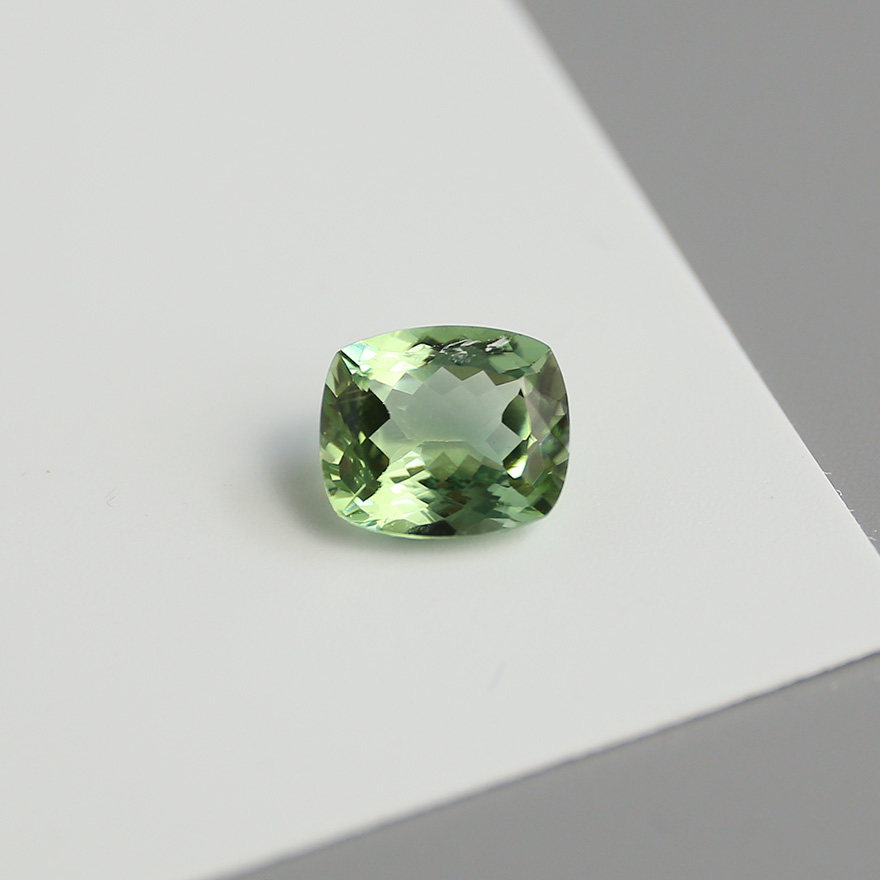 Large 4 63 carat natural green tourmaline loose stone cushion ring face