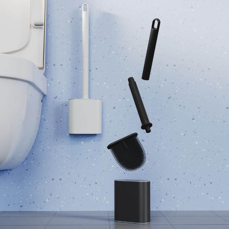 Cross-border new soft plastic toilet brush with base bathroom no dead corner cleaning brush wall hanging no punching toilet brush
