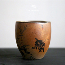 Jingchi wood-burning Sanyang Kaitai pure hand-painted water bowl with natural gray metal texture and beautiful hair color