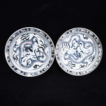 XH1146 old Tibetan Ming Jianwen style yellow glaze blue and white underglaze red dragon pattern dish