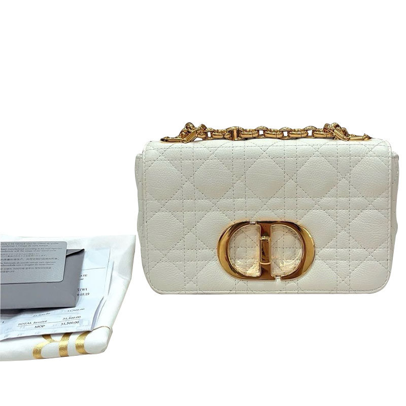 [98 New] Dior Dior Caro Series White Gold Buckle Chain Bag Shoulder Bag Crossbody Bag Women's Bag Genuine