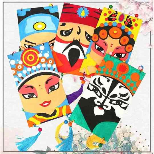 Peking Opera Facial Makeup DIY Handmade Children's Chinese Style Painting Wooden Hanging Ornaments Kindergarten School Parent-Child Activity Toys