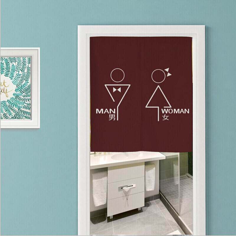 Bathroom toilet door curtain thickened cotton linen fabric Dressing Room Separator Feng Shui Semi-curtain hanging curtain 80 * 90 Dark