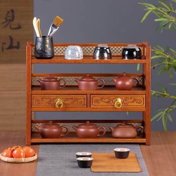 Desktop teapot cradle office small bo ancient shelf tea cup shelf tea set storage rack tea room tea table storage rack chinese style