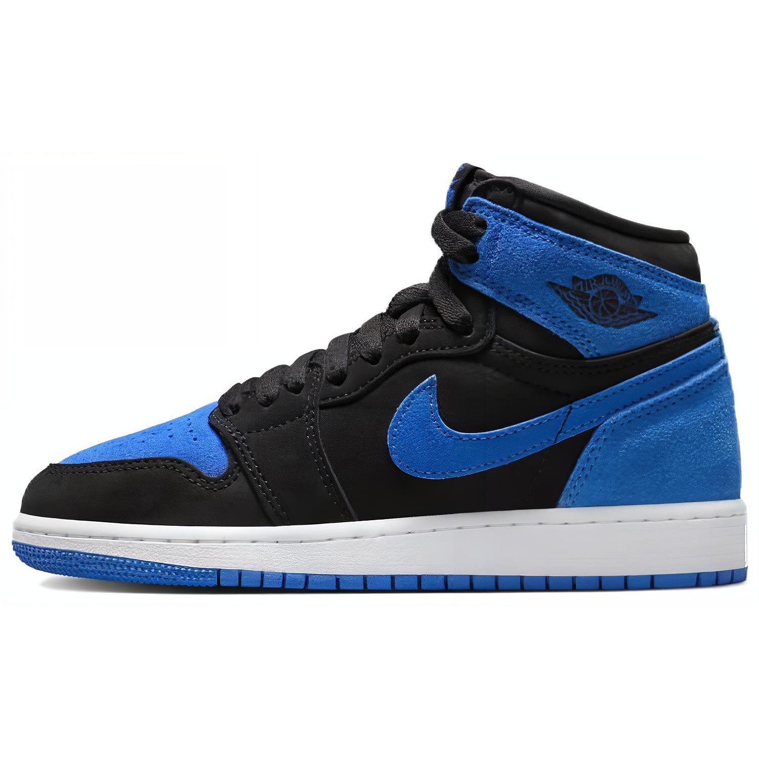Jordan Air Jordan 1 合成革 防滑减震 高帮 儿童篮球鞋 蓝黑