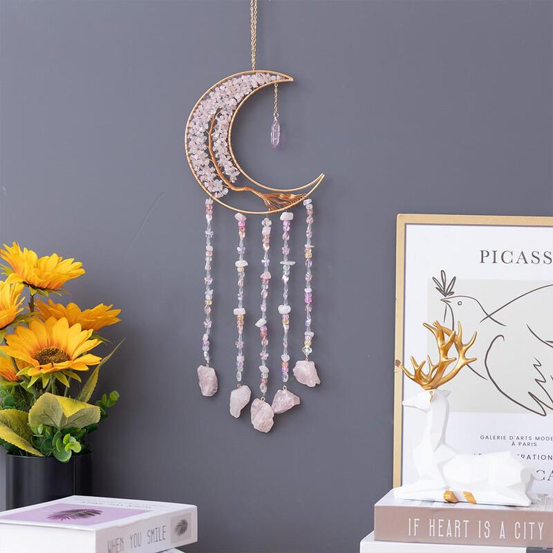 Sunlight Catcher Natural Stone Dream Catcher Iridescent Crystal Wind Chime Room Decoration Hanging Ornament
